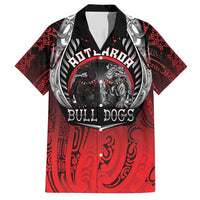 Aotearoa Bulldog Personalised Family Matching Short Sleeve Bodycon Dress and Hawaiian Shirt Maori Kowhaiwhai Motif