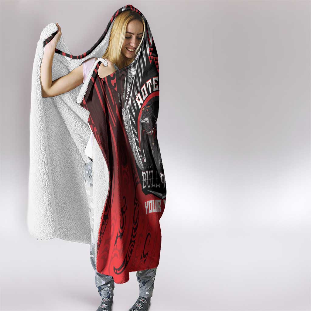 Aotearoa Bulldog Personalised Hooded Blanket Maori Kowhaiwhai Motif