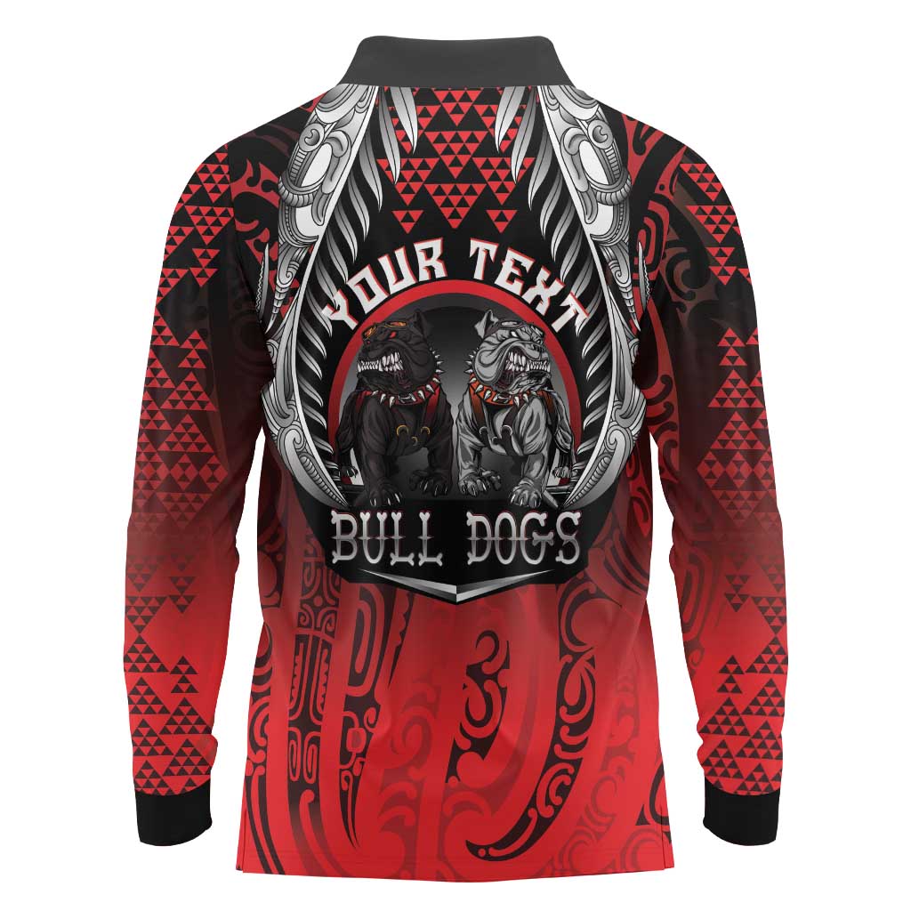 Aotearoa Bulldog Personalised Long Sleeve Polo Shirt Maori Kowhaiwhai Motif