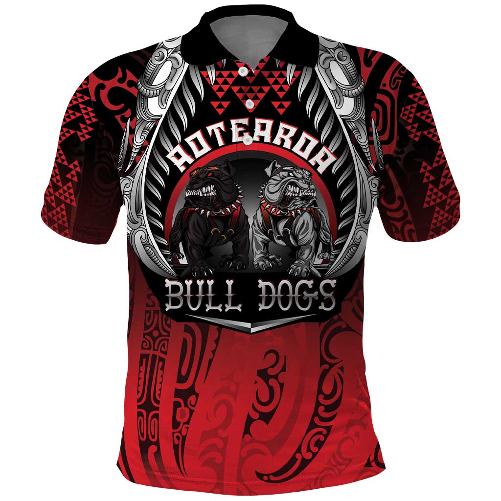 Aotearoa Bulldog Personalised Polo Shirt Maori Kowhaiwhai Motif