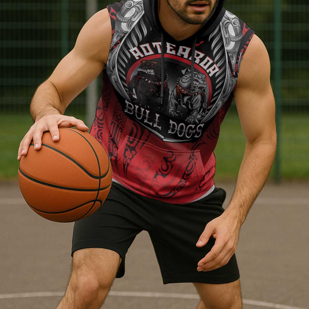 Aotearoa Bulldog Personalised Sleeveless Hoodie Maori Kowhaiwhai Motif - Polynesian Pride