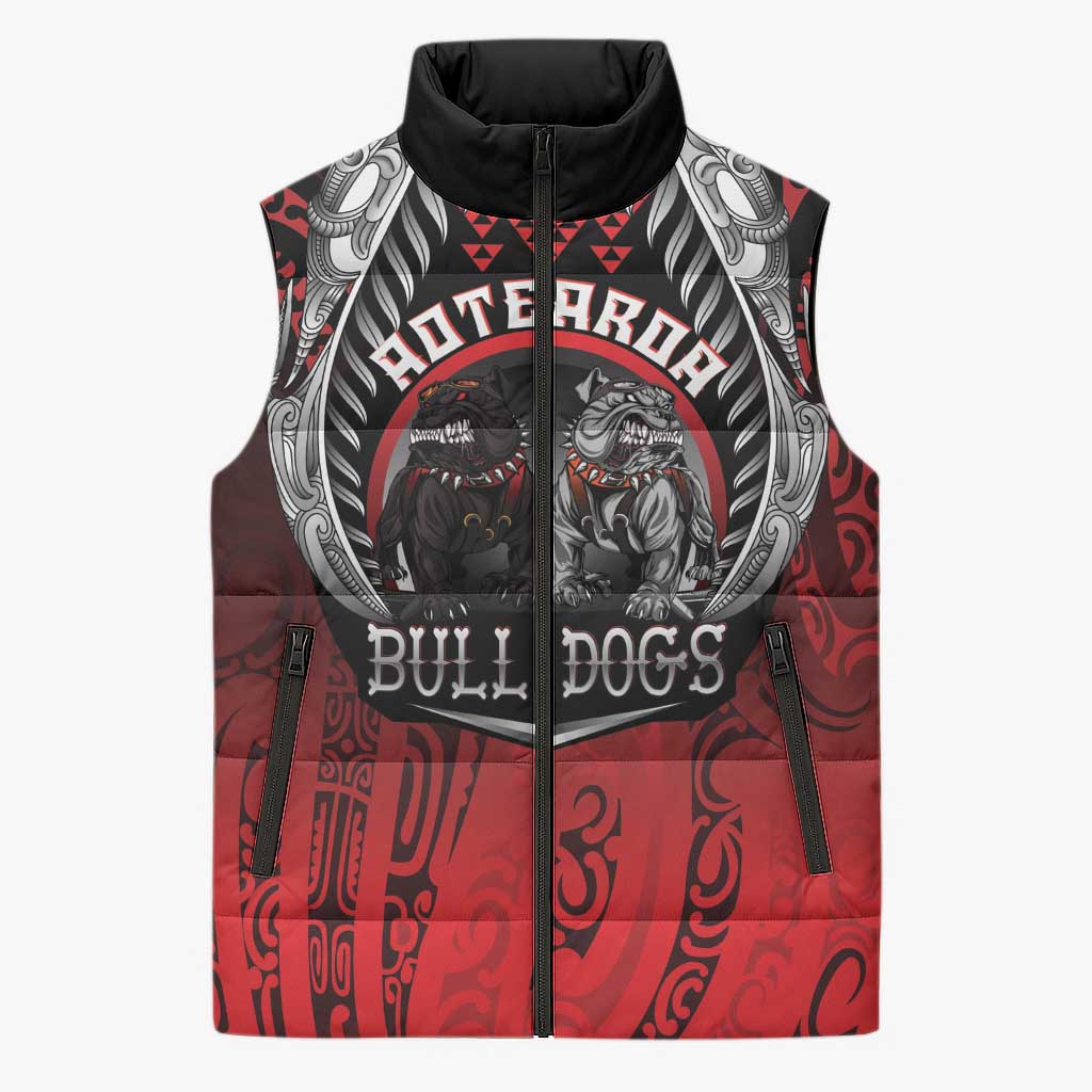 Aotearoa Bulldog Personalised Sleeveless Puffer Jacket Maori Kowhaiwhai Motif - Polynesian Pride