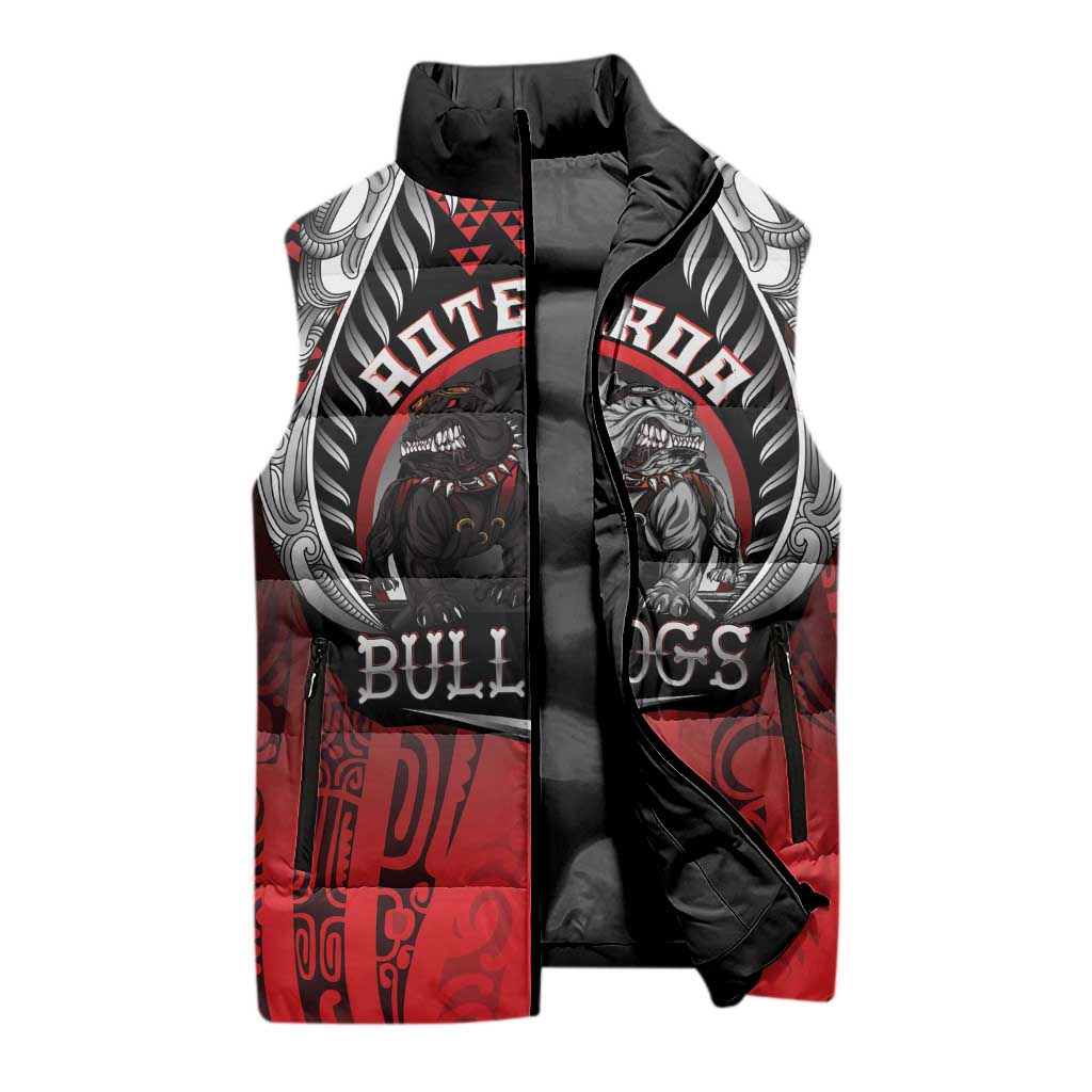 Aotearoa Bulldog Personalised Sleeveless Puffer Jacket Maori Kowhaiwhai Motif - Polynesian Pride