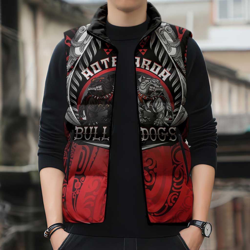 Aotearoa Bulldog Personalised Sleeveless Puffer Jacket Maori Kowhaiwhai Motif - Polynesian Pride