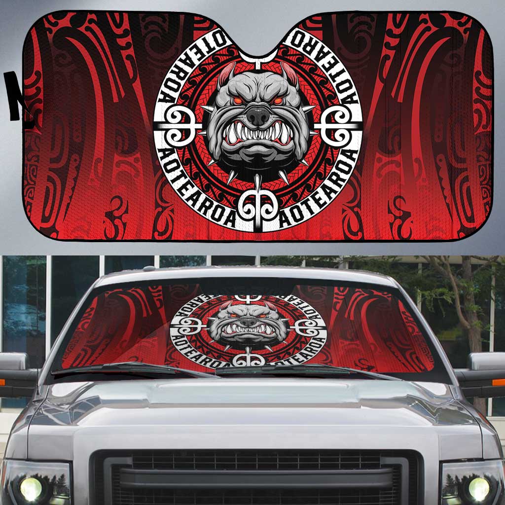 Aotearoa Bulldog Auto Sun Shade New Zealand Kowhaiwhai Tribal - Polynesian Pride