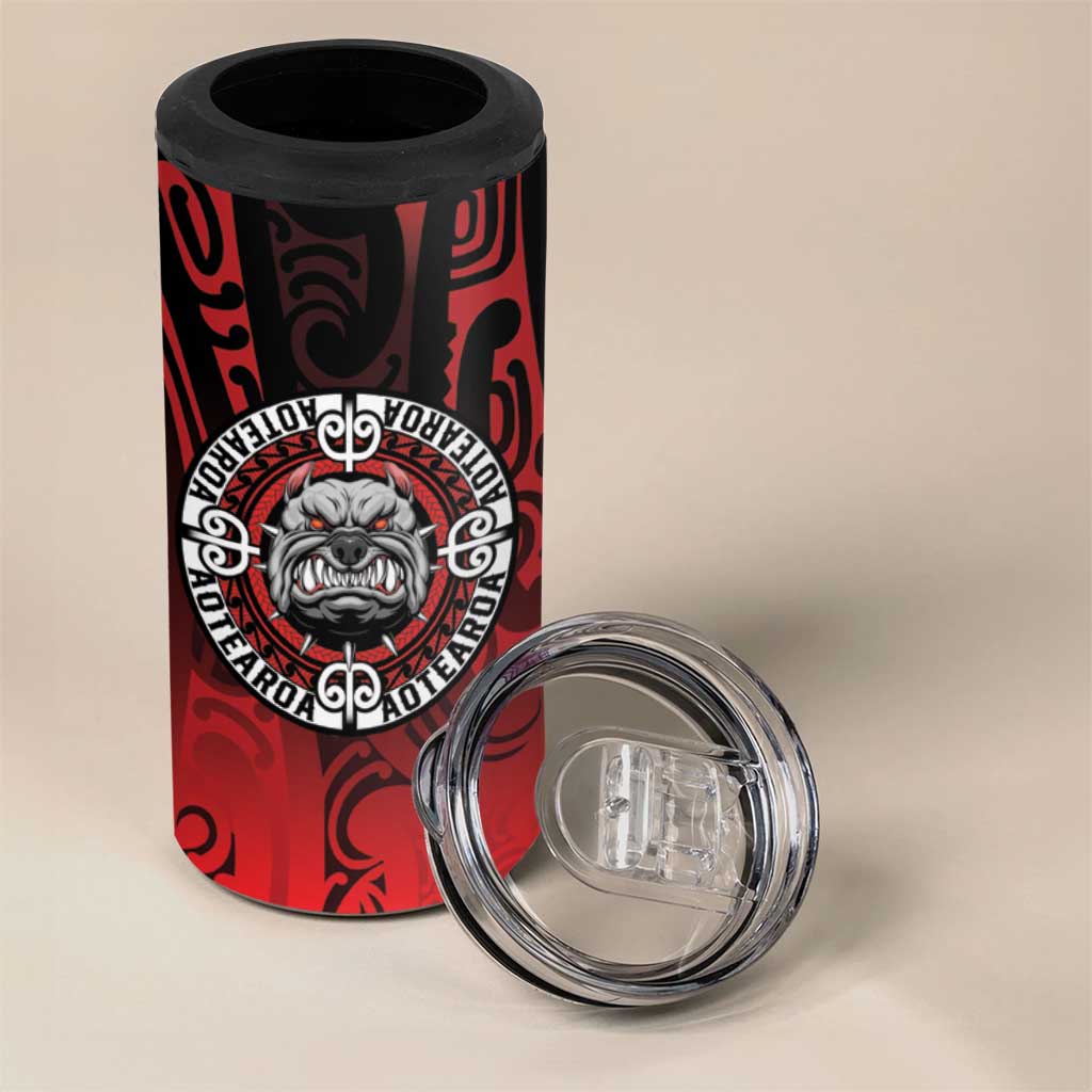 Aotearoa Bulldog 4 in 1 Can Cooler Tumbler New Zealand Kowhaiwhai Tribal