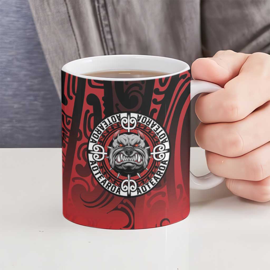 Aotearoa Bulldog Ceramic Mug New Zealand Kowhaiwhai Tribal - Polynesian Pride