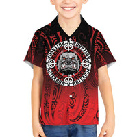 Aotearoa Bulldog Family Matching Off Shoulder Short Dress and Hawaiian Shirt New Zealand Kowhaiwhai Tribal