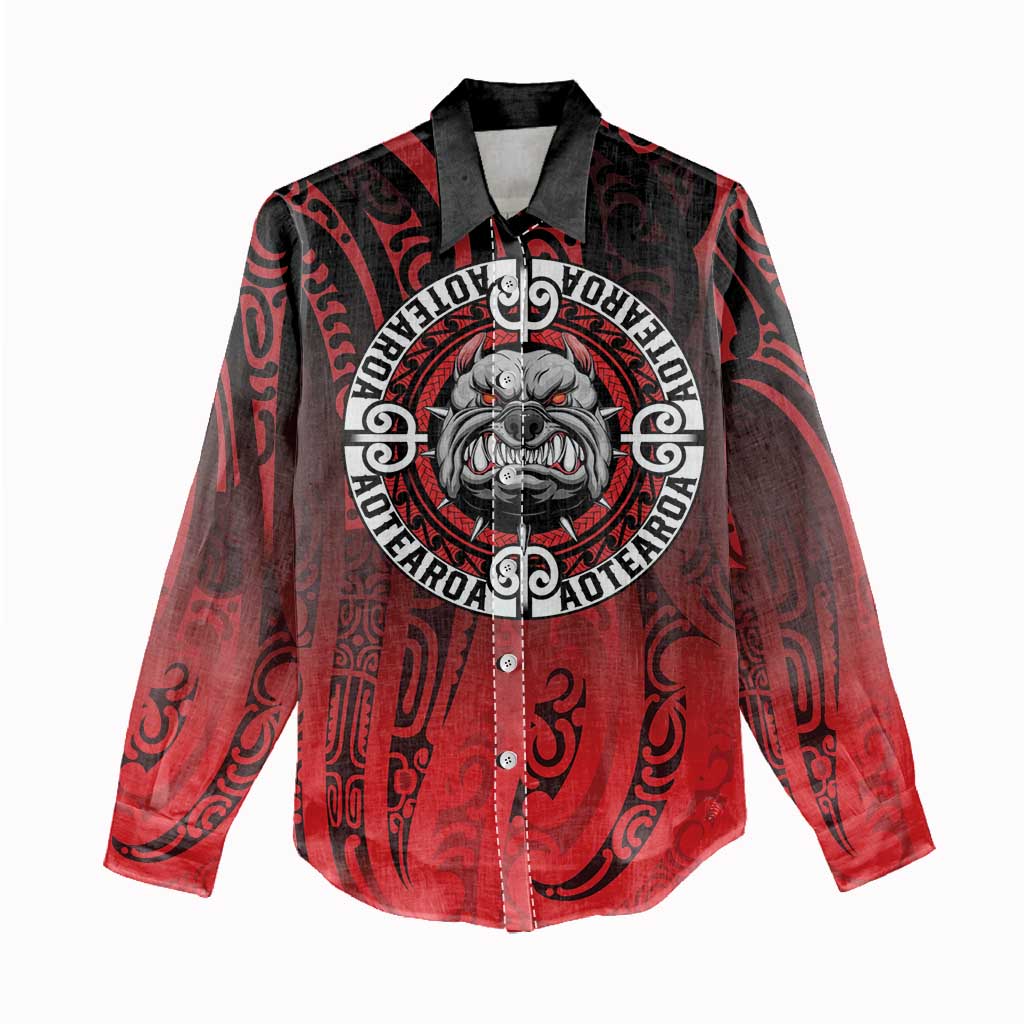 Aotearoa Bulldog Women Casual Shirt New Zealand Kowhaiwhai Tribal