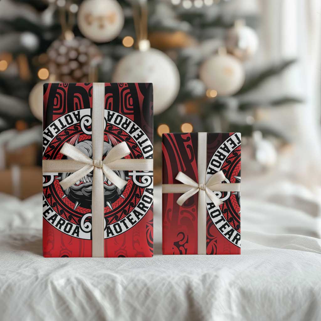 Aotearoa Bulldog Wrapping Paper New Zealand Kowhaiwhai Tribal - Polynesian Pride