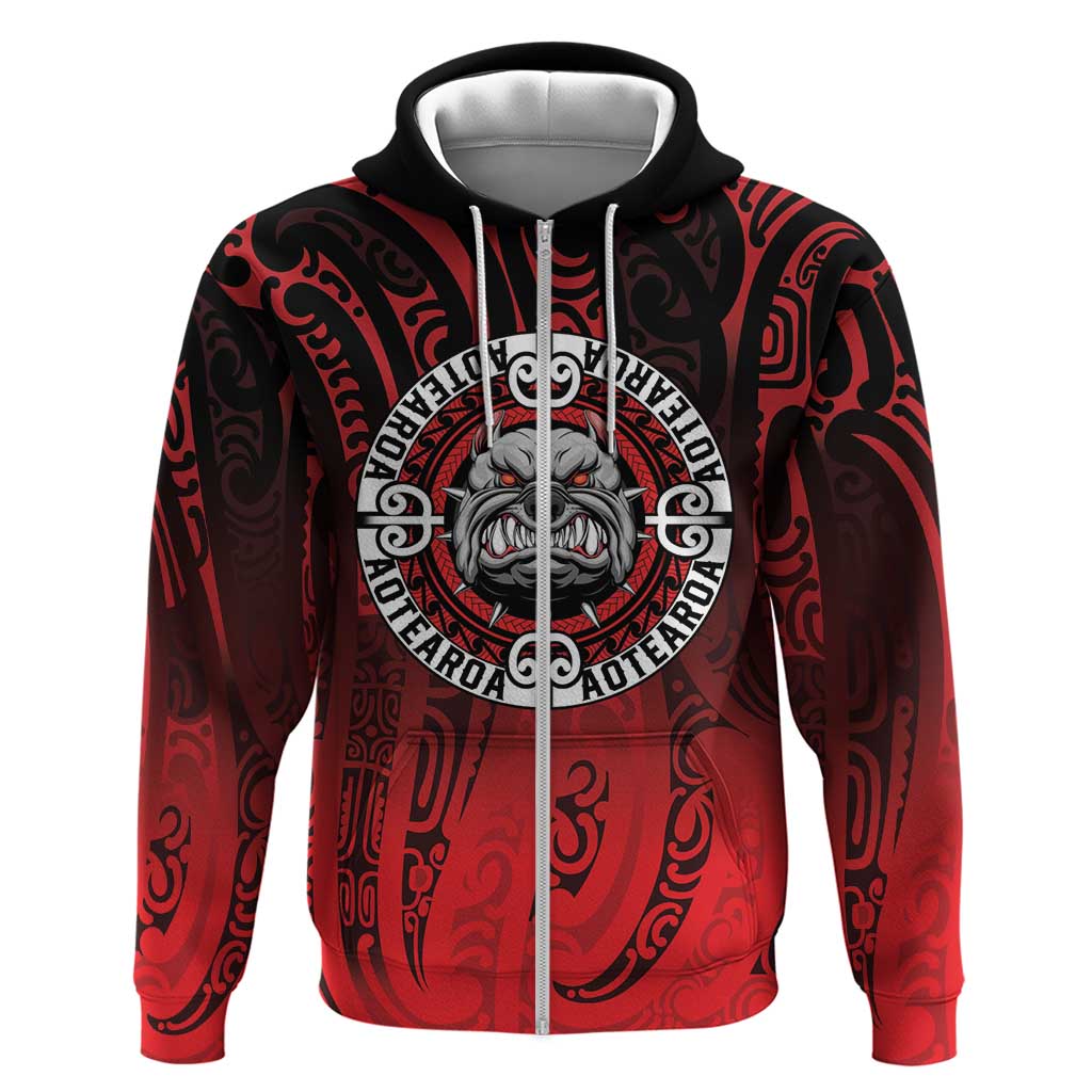 Aotearoa Bulldog Zip Hoodie New Zealand Kowhaiwhai Tribal