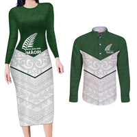 Custom New Zealand Maori Niho Taniwha Couples Matching Long Sleeve Bodycon Dress and Long Sleeve Button Shirt