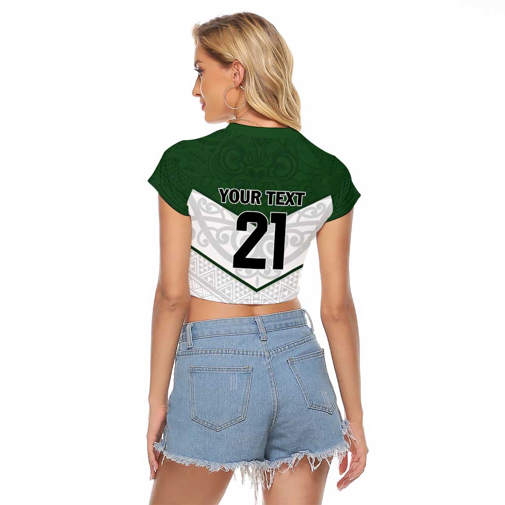 Custom New Zealand Maori Niho Taniwha Raglan Cropped T Shirt