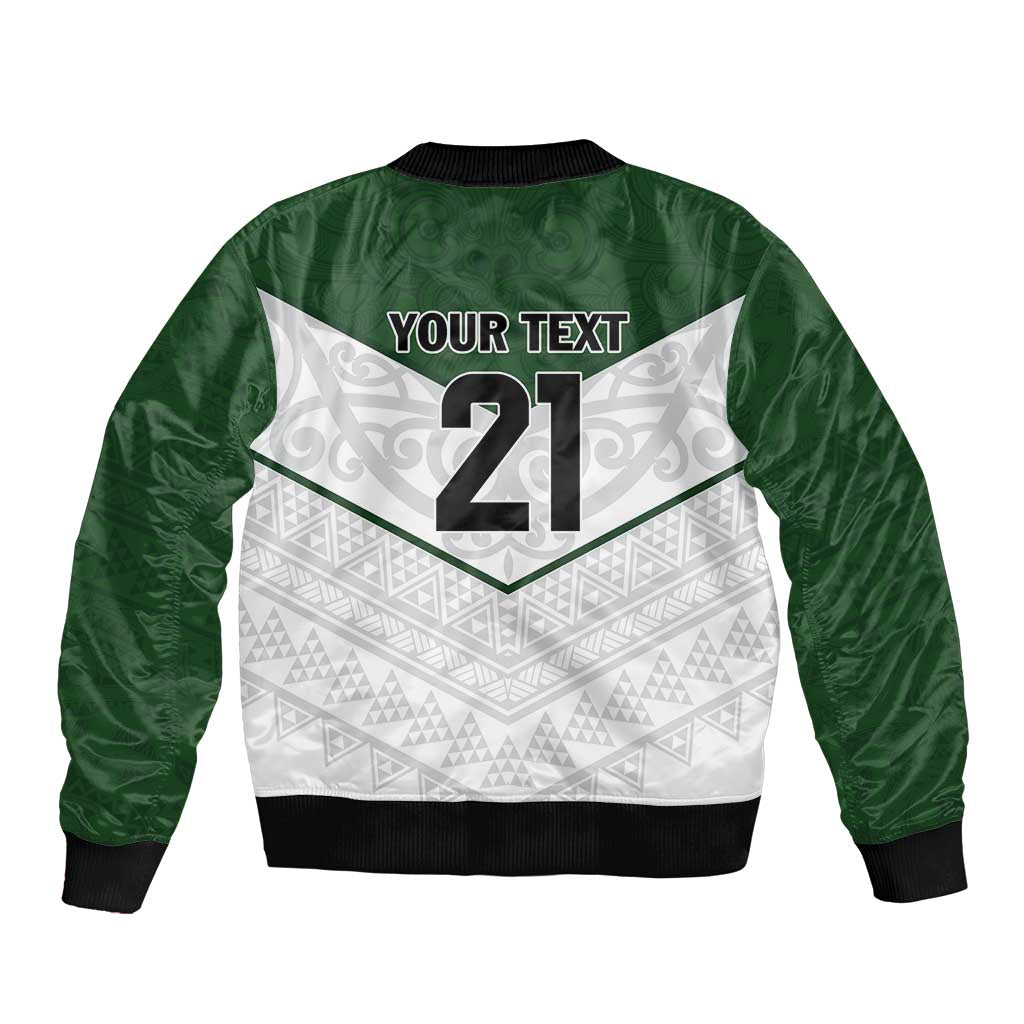 Custom New Zealand Maori Niho Taniwha Sleeve Zip Bomber Jacket