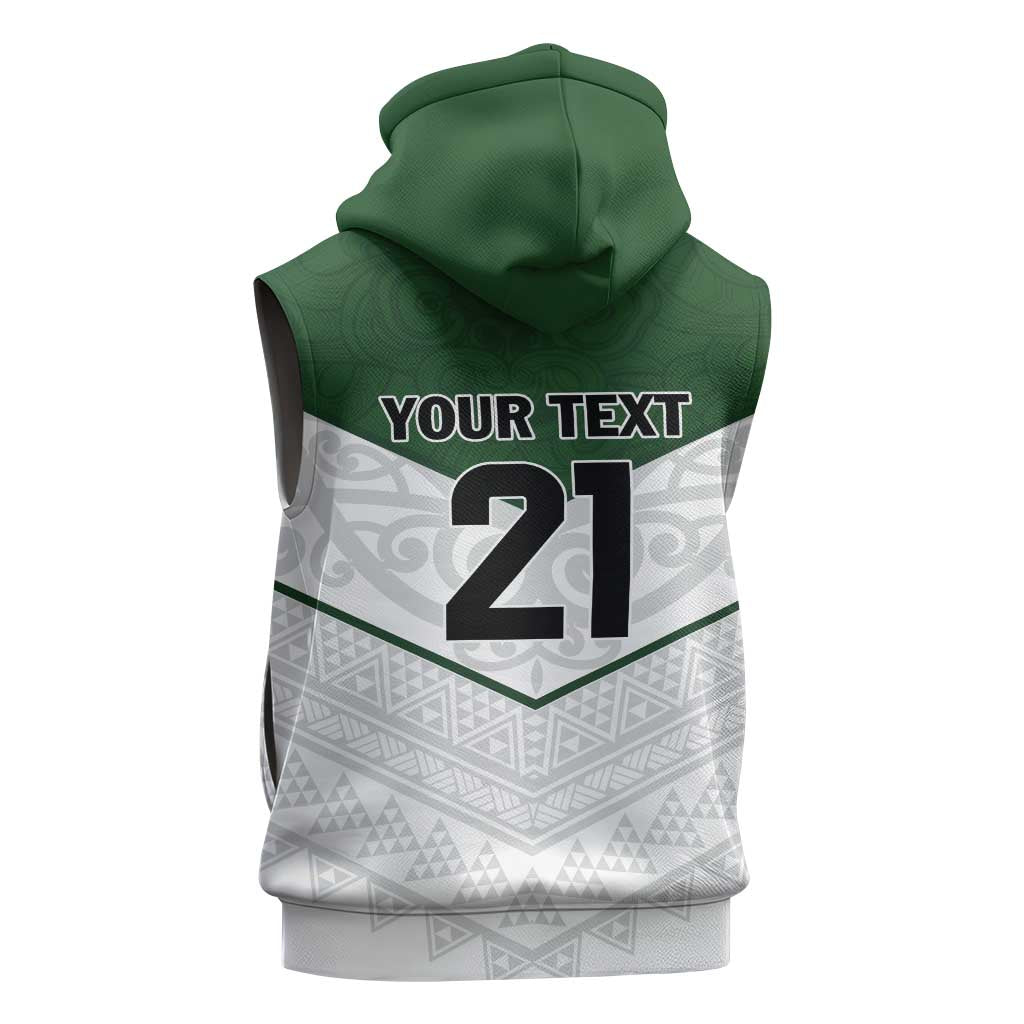 Custom New Zealand Maori Niho Taniwha Sleeveless Zip Hoodie - Polynesian Pride