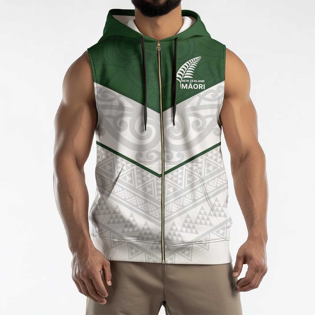 Custom New Zealand Maori Niho Taniwha Sleeveless Zip Hoodie - Polynesian Pride