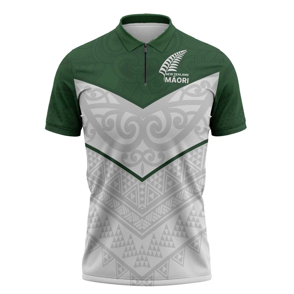 Custom New Zealand Maori Niho Taniwha Zipper Polo Shirt - Polynesian Pride