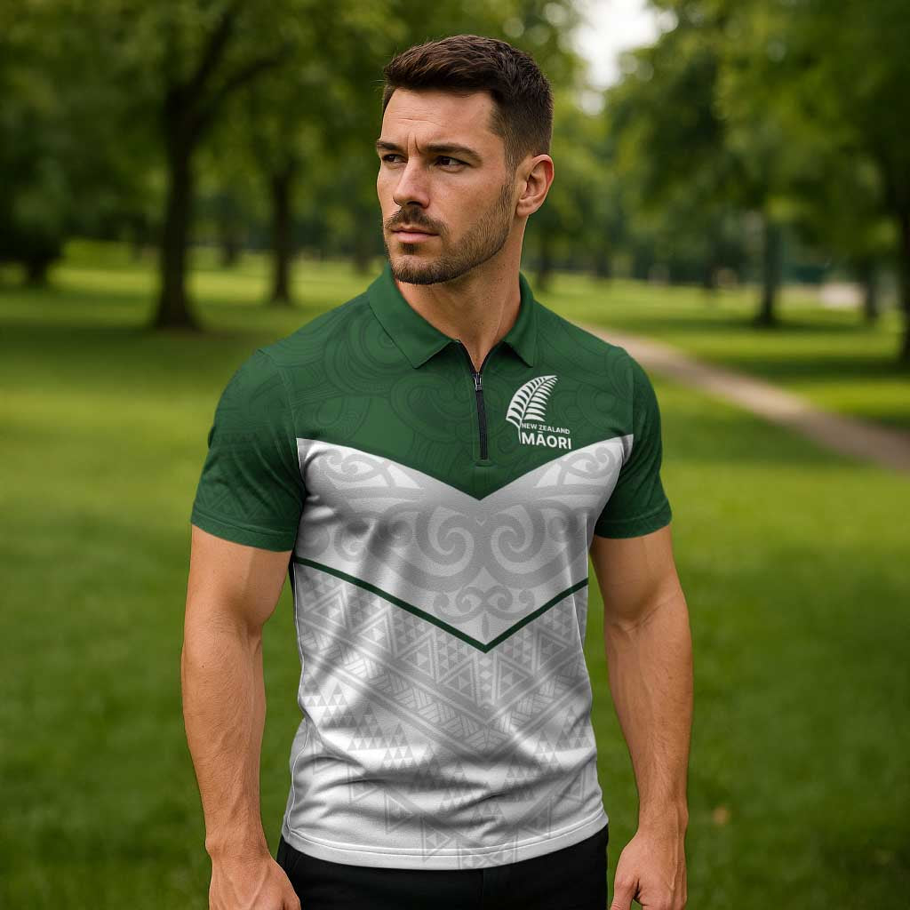 Custom New Zealand Maori Niho Taniwha Zipper Polo Shirt - Polynesian Pride