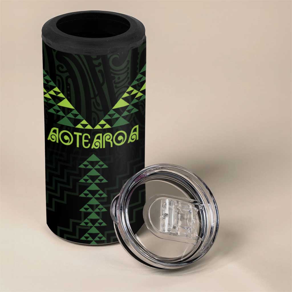 Custom New Zealand Maori Koru Koiri Motif 4 in 1 Can Cooler Tumbler