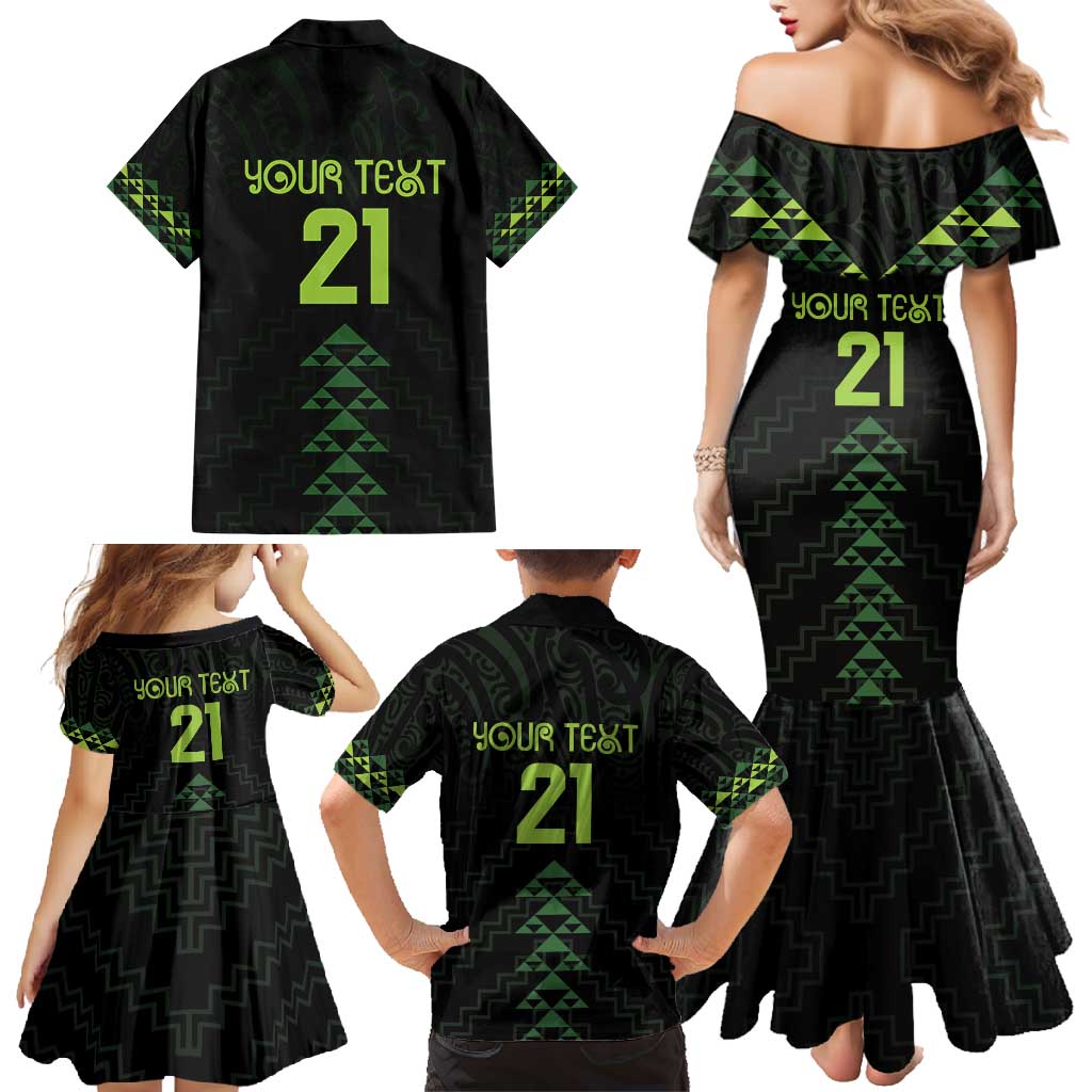 Custom New Zealand Maori Koru Koiri Motif Family Matching Mermaid Dress and Hawaiian Shirt