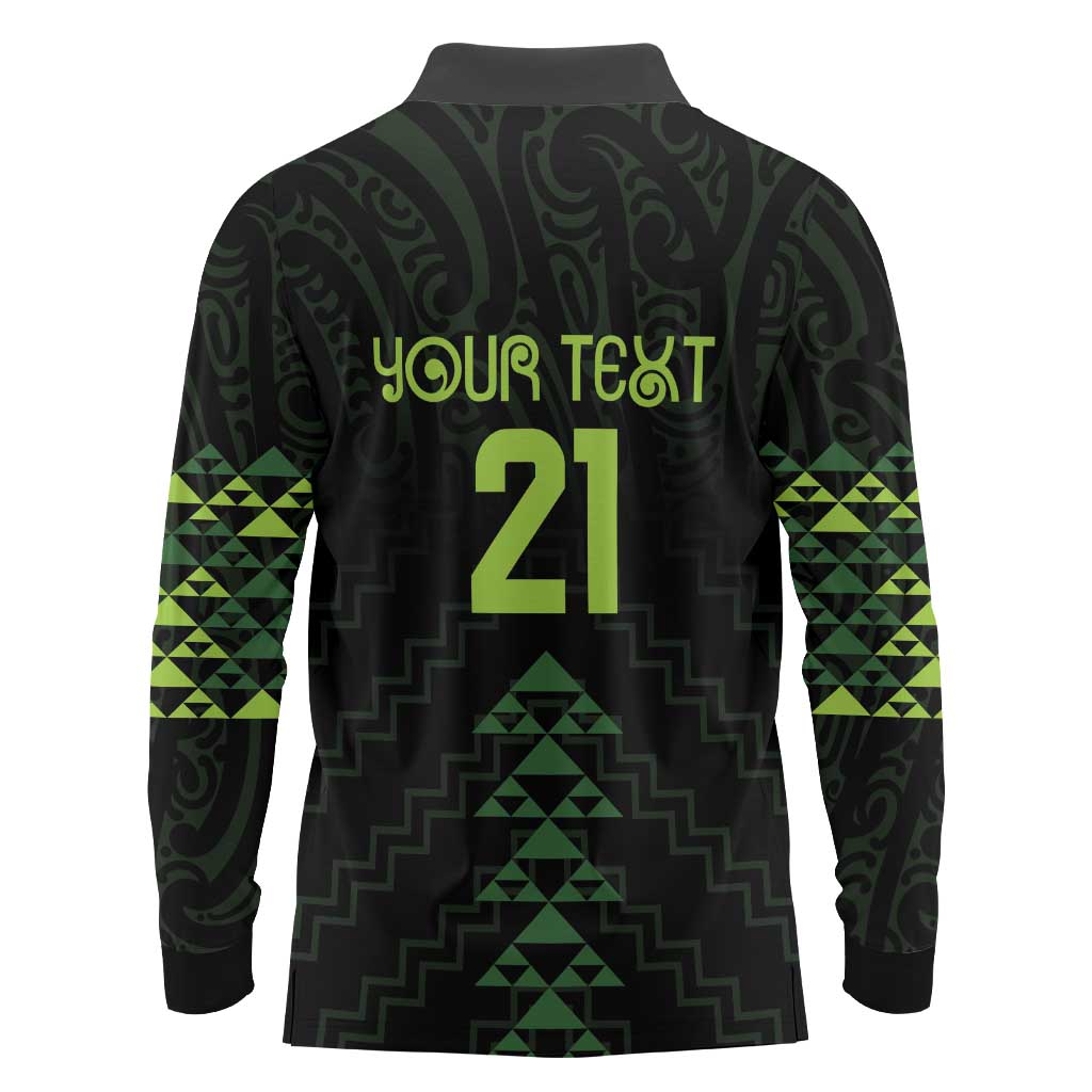 Custom New Zealand Maori Koru Koiri Motif Long Sleeve Polo Shirt