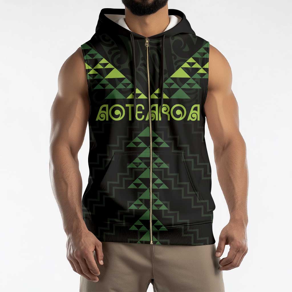 Custom New Zealand Maori Koru Koiri Motif Sleeveless Zip Hoodie - Polynesian Pride