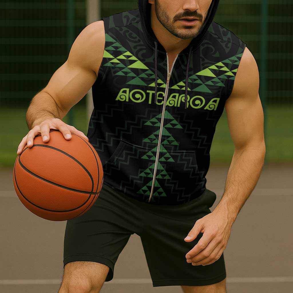 Custom New Zealand Maori Koru Koiri Motif Sleeveless Zip Hoodie - Polynesian Pride