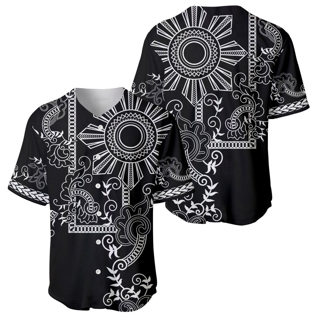 Filipino Sun Tribal Tattoo Baseball Jersey Philippines Inspired Barong Simple Black