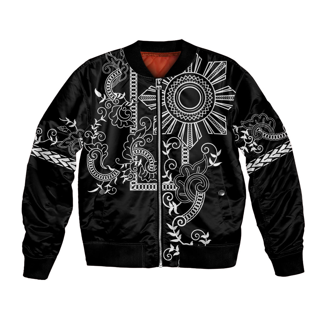 Filipino Sun Tribal Tattoo Bomber Jacket Philippines Inspired Barong Simple Black
