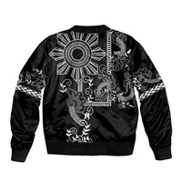 Filipino Sun Tribal Tattoo Bomber Jacket Philippines Inspired Barong Simple Black