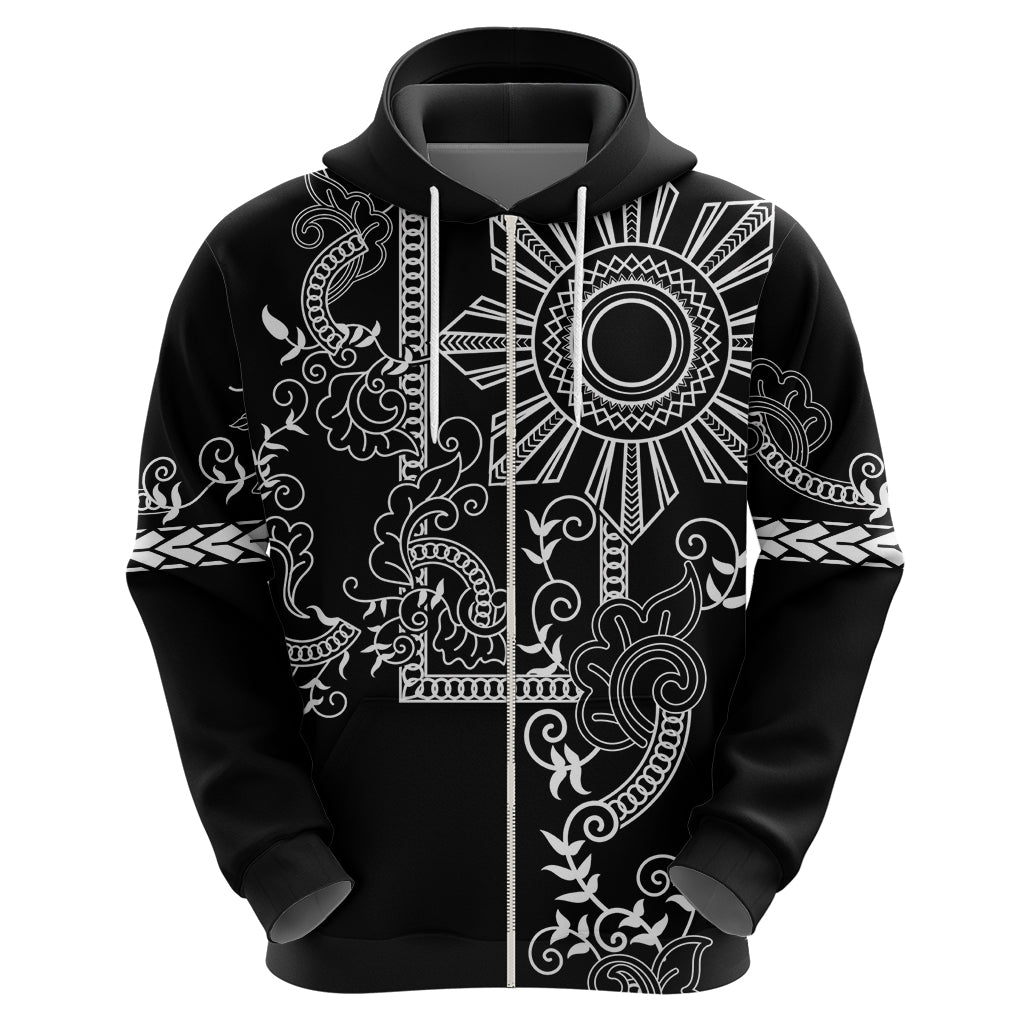 Filipino Sun Tribal Tattoo Hoodie Philippines Inspired Barong Simple Black