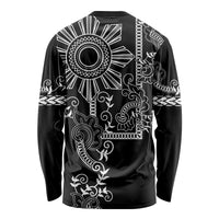 Filipino Sun Tribal Tattoo Long Sleeve Shirt Philippines Inspired Barong Simple Black