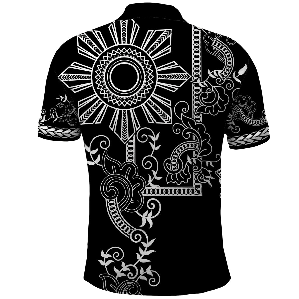 Filipino Sun Tribal Tattoo Polo Shirt Philippines Inspired Barong Simple Black