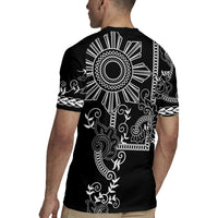 Filipino Sun Tribal Tattoo Rugby Jersey Philippines Inspired Barong Simple Black