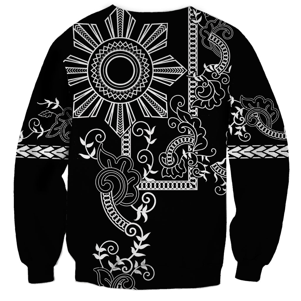Filipino Sun Tribal Tattoo Sweatshirt Philippines Inspired Barong Simple Black