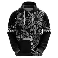 Filipino Sun Tribal Tattoo Zip Hoodie Philippines Inspired Barong Simple Black