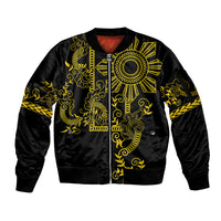 Filipino Sun Tribal Tattoo Sleeve Zip Bomber Jacket Philippines Inspired Barong Simple Gold