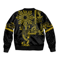 Filipino Sun Tribal Tattoo Sleeve Zip Bomber Jacket Philippines Inspired Barong Simple Gold