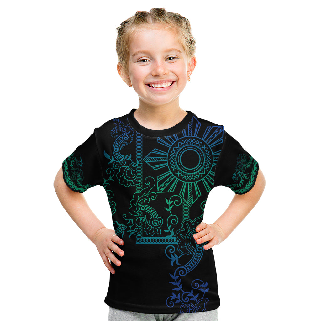 Filipino Sun Tribal Tattoo Kid T Shirt Philippines Inspired Barong Blue Art