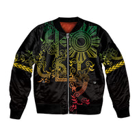 Filipino Sun Tribal Tattoo Bomber Jacket Philippines Inspired Barong Reggae Art