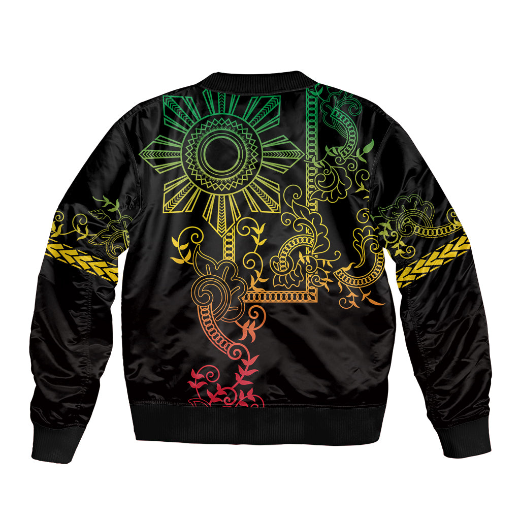 Filipino Sun Tribal Tattoo Bomber Jacket Philippines Inspired Barong Reggae Art