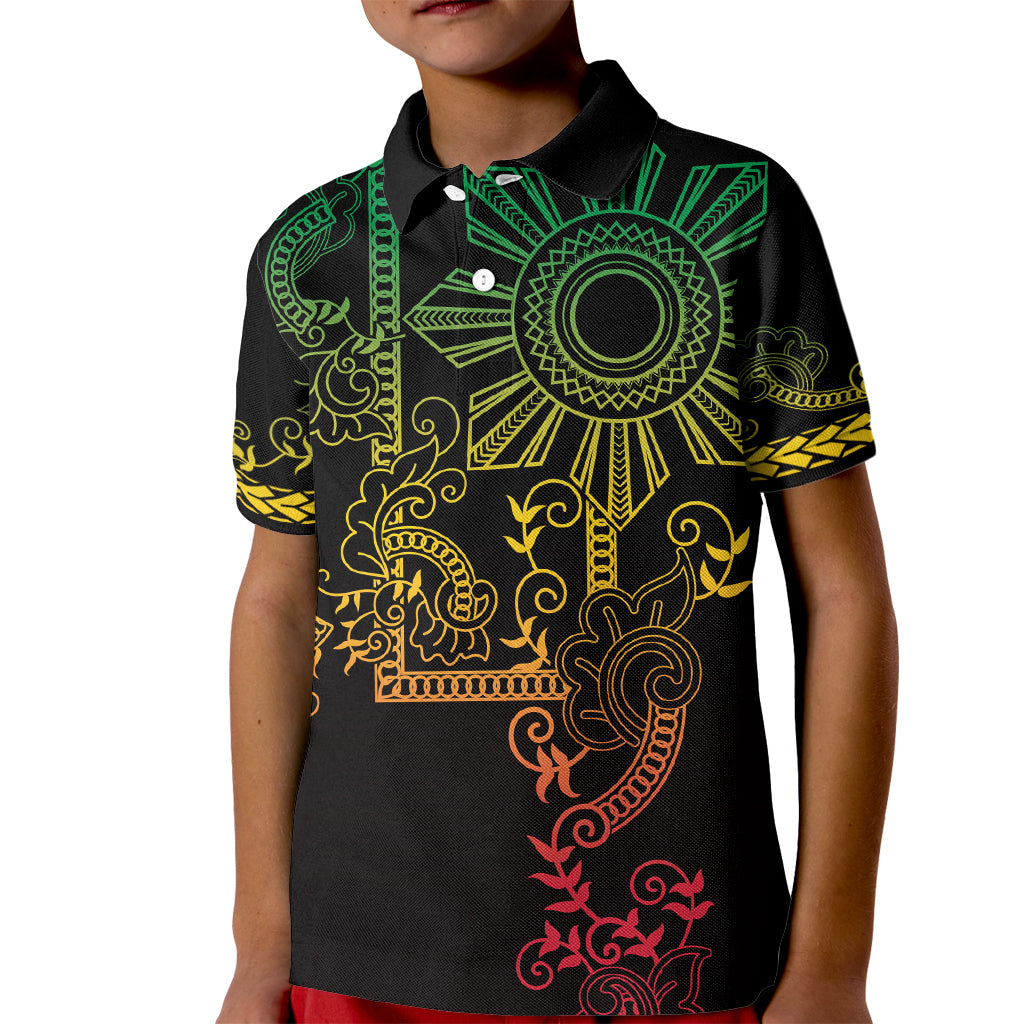 Filipino Sun Tribal Tattoo Kid Polo Shirt Philippines Inspired Barong Reggae Art