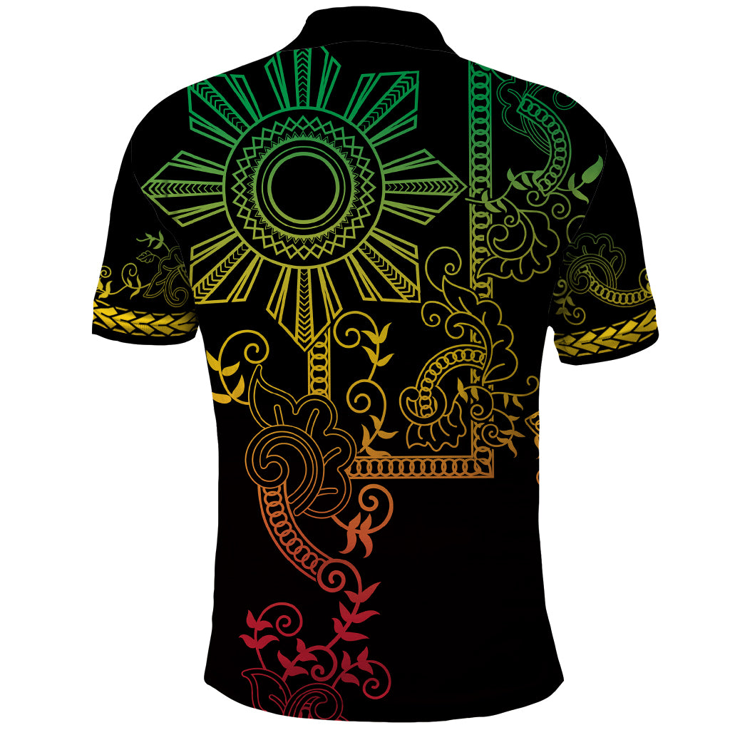 Filipino Sun Tribal Tattoo Polo Shirt Philippines Inspired Barong Reggae Art