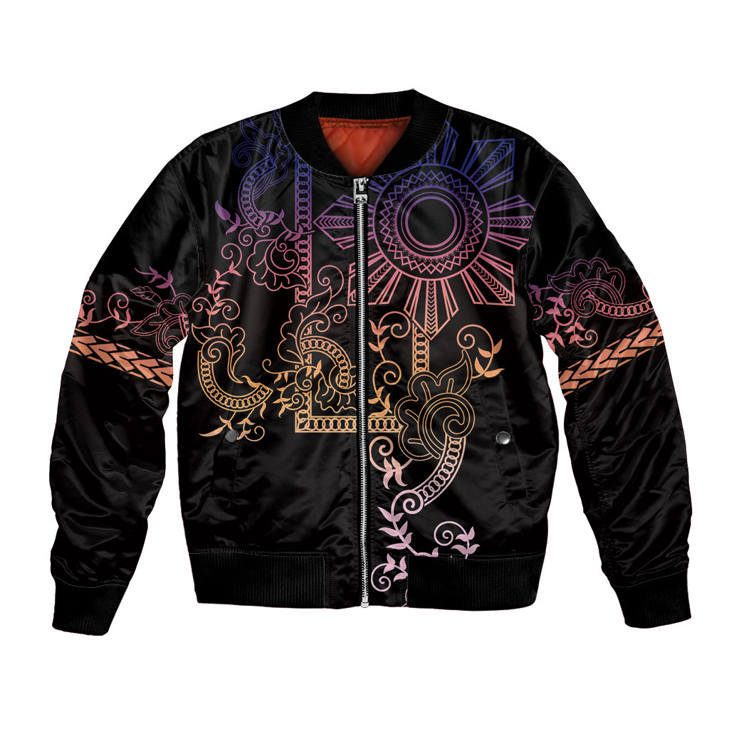 Filipino Sun Tribal Tattoo Bomber Jacket Philippines Inspired Barong Pink Art