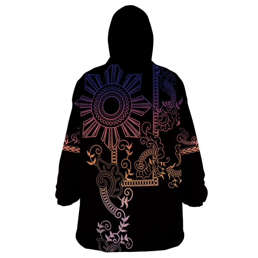 Filipino Sun Tribal Tattoo Wearable Blanket Hoodie Philippines Inspired Barong Pink Art