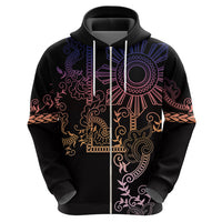 Filipino Sun Tribal Tattoo Zip Hoodie Philippines Inspired Barong Pink Art