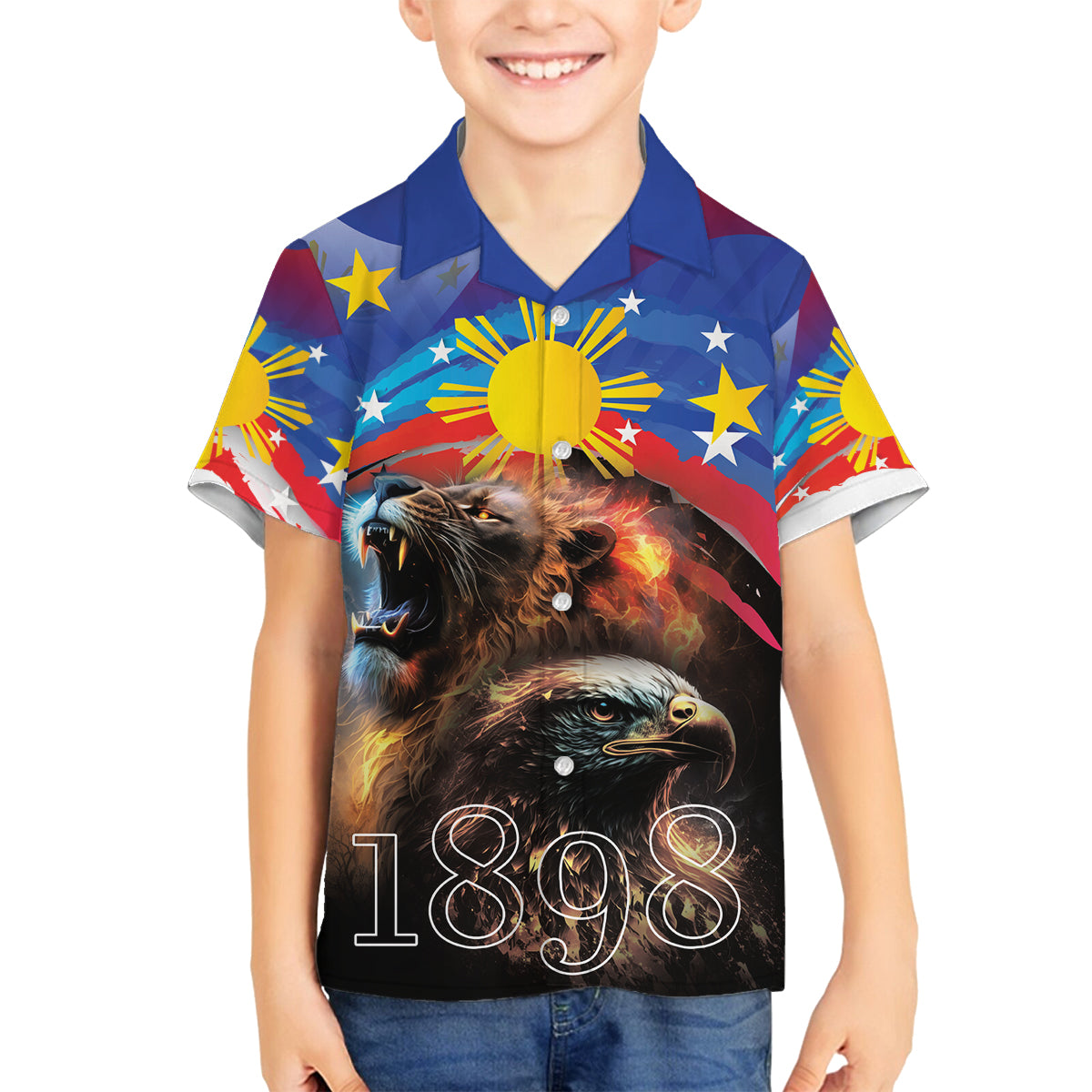 Philippines Lion and Eagle 1898 Family Matching Tank Maxi Dress and Hawaiian Shirt Pilipinas Maligayang Araw ng Kalayaan