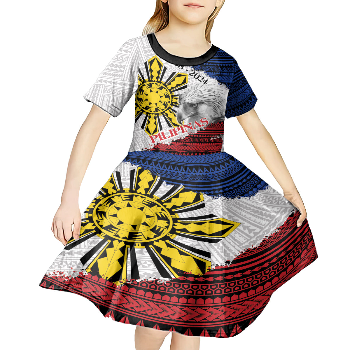 Philippines 126th Independence Day Kid Short Sleeve Dress Pilipinas Hunyo 12 Maligayang Araw ng Kalayaan