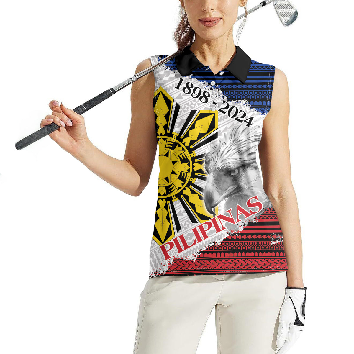 Philippines 126th Independence Day Women Sleeveless Polo Shirt Pilipinas Hunyo 12 Maligayang Araw ng Kalayaan