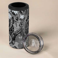 Pacific Beauty Girl 4 in 1 Can Cooler Tumbler Black Polyneisan Tribal Vintage Motif